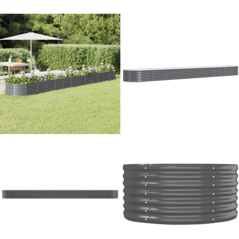 Jardinera arriate acero galvanizado antracita 512x80x36 cm - Maceta de acero galvanizado - Jardinería exterior