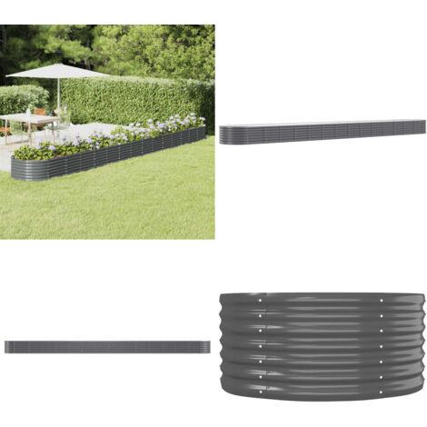 Jardinera arriate acero galvanizado antracita 620x80x36 cm - Maceta de acero galvanizado - Arriate para jardín