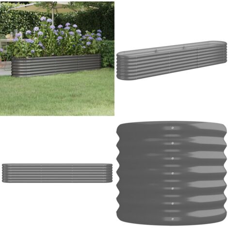 Jardinera arriate acero galvanizado gris 224x40x36 cm - Maceta de acero galvanizado - Jardinería exterior