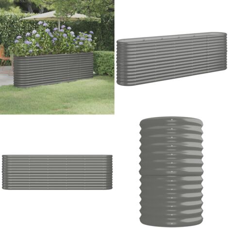 Jardinera arriate acero galvanizado gris 224x40x68 cm - Maceta de acero galvanizado - Jardinería exterior