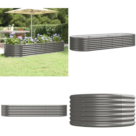Jardinera arriate acero galvanizado gris 224x80x36 cm - Arriate de jardín - Maceta de acero galvanizado