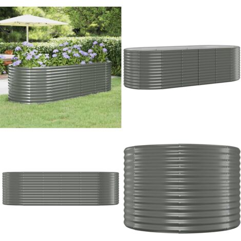 Jardinera arriate acero galvanizado gris 249x100x68 cm - Maceta de acero galvanizado - Arriate de jardín