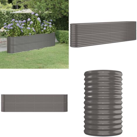 Jardinera arriate acero galvanizado gris 260x40x68 cm - Maceta de acero galvanizado - Jardín exterior