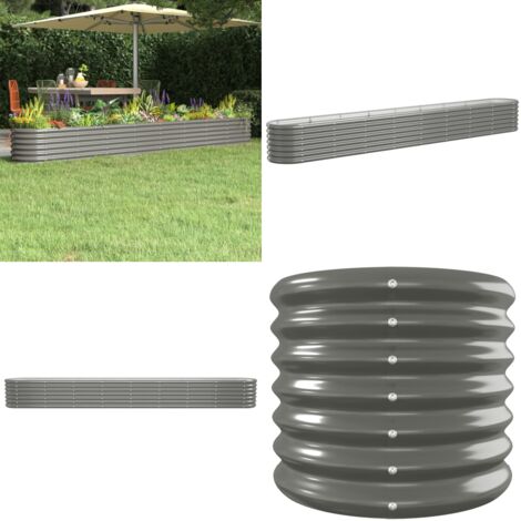 Jardinera arriate acero galvanizado gris 332x40x36 cm - Maceta de acero galvanizado - Jardinería exterior