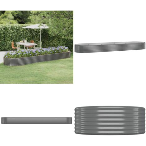 Jardinera arriate acero galvanizado gris 396x100x36 cm - Arriate de jardín - Maceta de acero galvanizado
