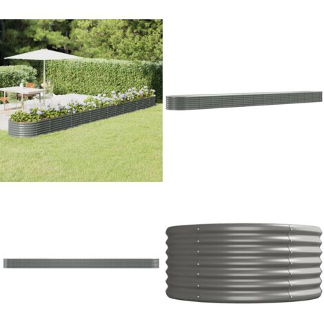 Jardinera arriate acero galvanizado gris 620x80x36 cm - Maceta de acero galvanizado - Jardín exterior