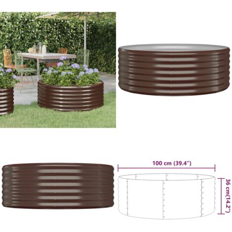 Jardinera arriate acero galvanizado marrón 100x100x36cm - Maceta de jardín - Jardín exterior