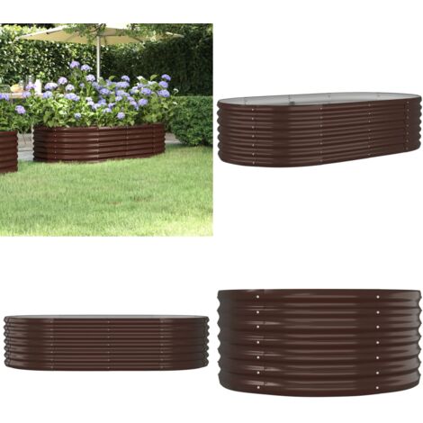 Jardinera arriate acero galvanizado marrón 152x80x36 cm - Maceta de acero galvanizado - Maceta para jardín