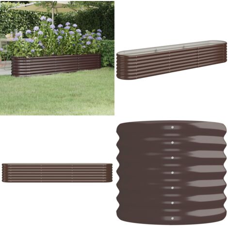 Jardinera arriate acero galvanizado marrón 224x40x36 cm - Maceta de acero galvanizado - Maceta para jardín