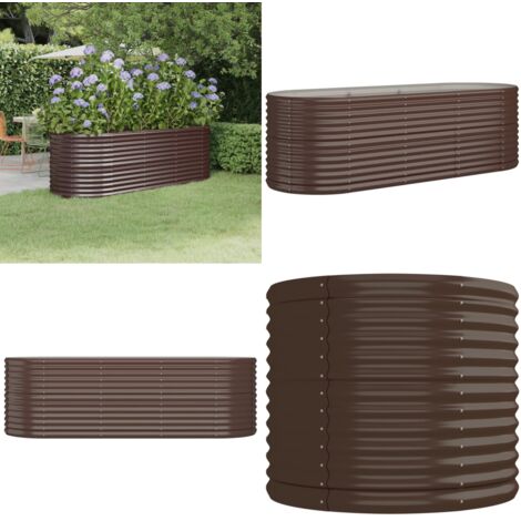 Jardinera arriate acero galvanizado marrón 224x80x68 cm - Maceta de acero galvanizado - Maceta para jardín