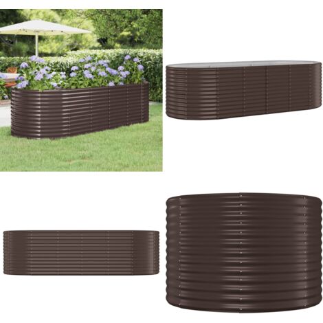 Jardinera arriate acero galvanizado marrón 249x100x68cm - Maceta de acero galvanizado - Jardinería exterior