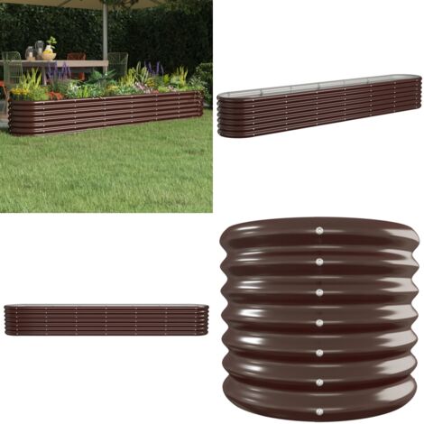 Jardinera arriate acero galvanizado marrón 260x40x36 cm - Maceta de acero galvanizado - Maceta para jardín