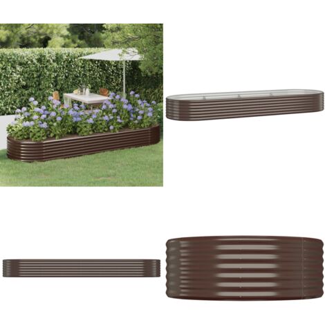 Jardinera arriate acero galvanizado marrón 322x100x36cm - Maceta de jardín - Maceta de acero galvanizado