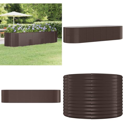 Jardinera arriate acero galvanizado marrón 322x100x68cm - Maceta de jardín - Jardinería exterior