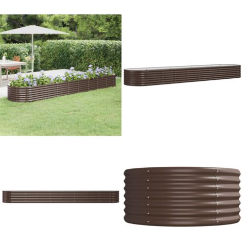 Jardinera arriate acero galvanizado marrón 368x80x36 cm - Maceta de acero galvanizado - Maceta para jardín