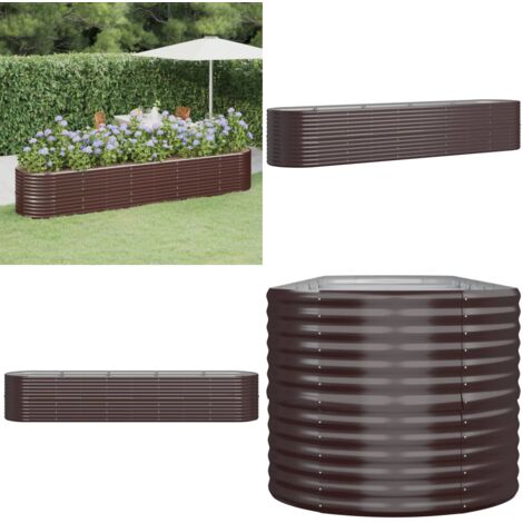 Jardinera arriate acero galvanizado marrón 368x80x68 cm - Maceta de acero galvanizado - Jardinería exterior