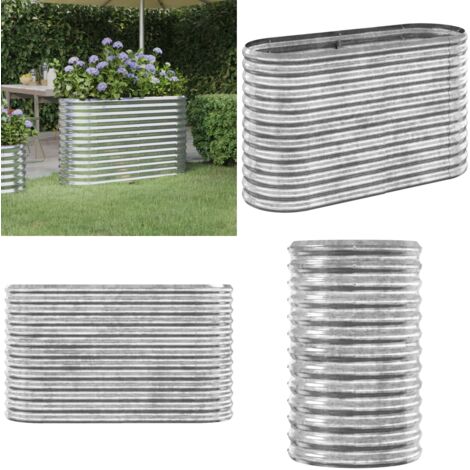 Jardinera arriate acero galvanizado plata 114x40x68 cm - Maceta de acero galvanizado - Jardinería exterior