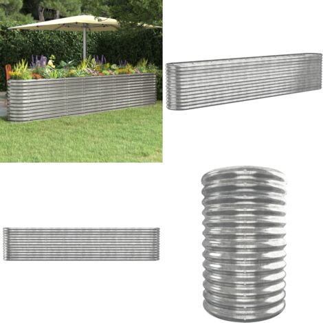 Jardinera arriate acero galvanizado plata 332x40x68 cm - Maceta de acero galvanizado - Maceta para jardín