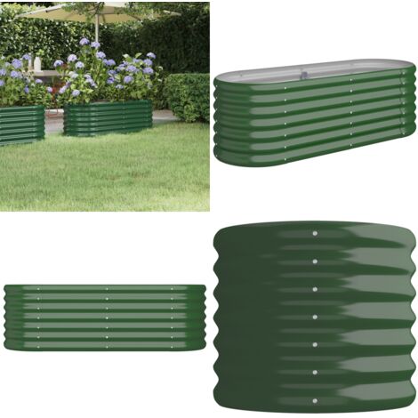 Jardinera arriate acero galvanizado verde 114x40x36 cm - Maceta de acero galvanizado - Maceta para jardín