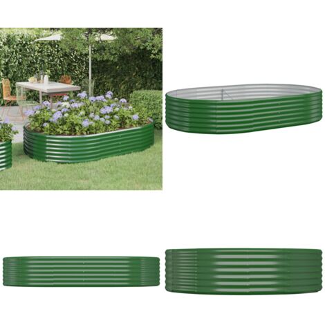 Jardinera arriate acero galvanizado verde 214x140x36 cm - Maceta de acero galvanizado - Jardinería exterior