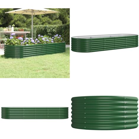 Jardinera arriate acero galvanizado verde 224x80x36 cm - Maceta de acero galvanizado - Maceta para jardín