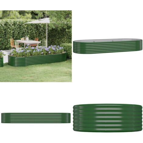 Jardinera arriate acero galvanizado verde 249x100x36 cm - Maceta de acero galvanizado - Arriate verde