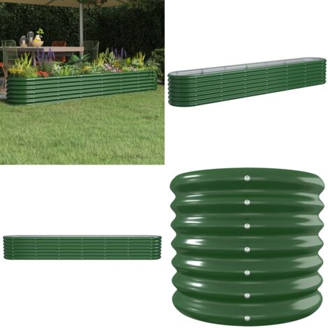 Jardinera arriate acero galvanizado verde 260x40x36 cm - Maceta de acero galvanizado - Jardinería exterior