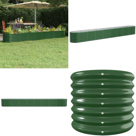 Jardinera arriate acero galvanizado verde 332x40x36 cm - Maceta de acero galvanizado - Jardín exterior