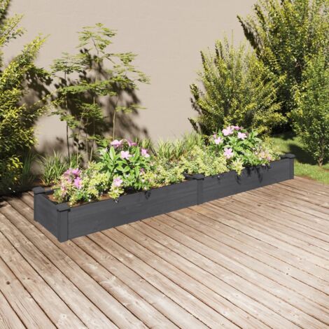 Jardinera arriate con forro madera abeto gris 240x45x25 cm