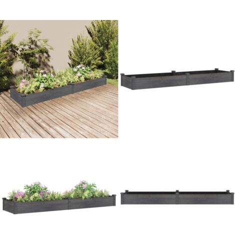 Jardinera arriate con forro madera abeto gris 240x60x25 cm - Jardinera con forro - Jardinera abeto