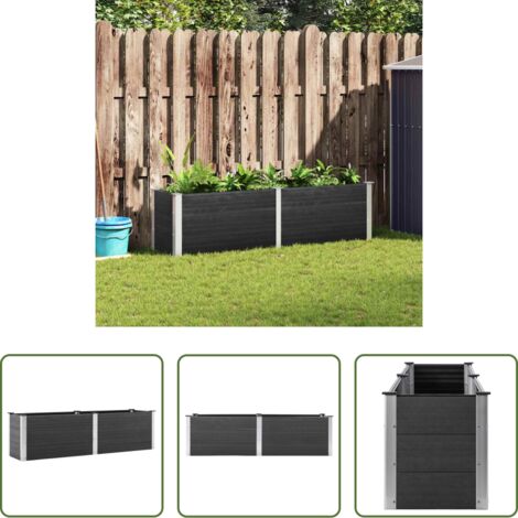 Jardinera -  Arriate elevado de jardín WPC gris 200x50x54 cm