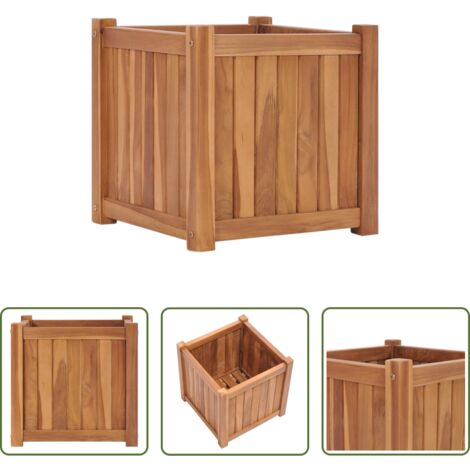 Jardinera -  Arriate elevado madera maciza de teca 40x40x40 cm