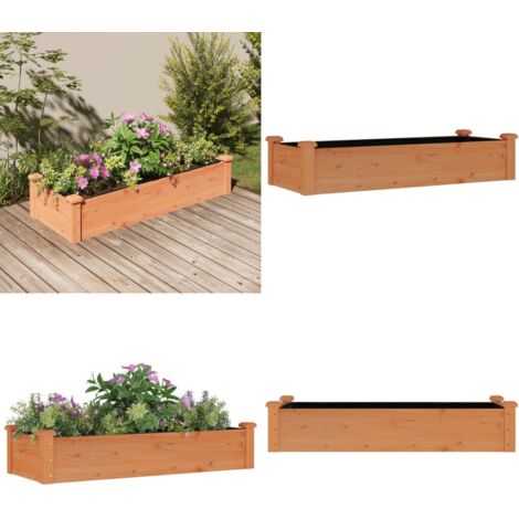 Jardinera arriate forro madera maciza abeto marrón 120x45x25 cm - Jardinera con forro - Jardinera de abeto