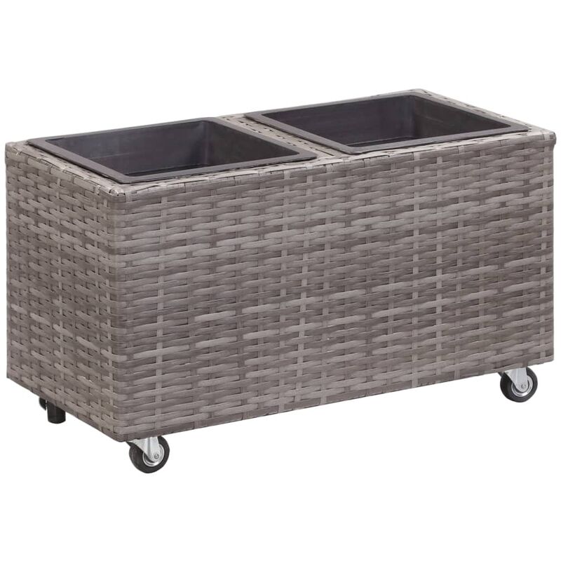 

vidaXL Arriatea con 2 macetas ratán sintético gris 60x30x36 cm - Gris