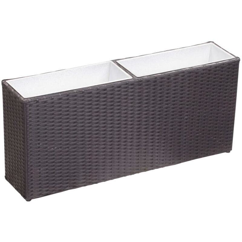 

vidaXL Arriate con 2 macetas ratán sintético negro 90x20x40 cm - Negro
