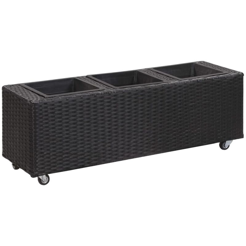 

vidaXL Arriate con 3 macetas de ratán sintético negro 100x30x36 cm - Negro