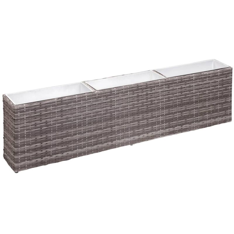 

vidaXL Arriate con 3 macetas ratán sintético gris 150x20x40 cm - Gris