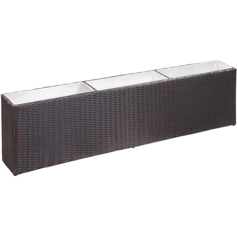 

vidaXL Arriate con 3 maceteros de ratán sintético negro 150x20x40 cm - Negro