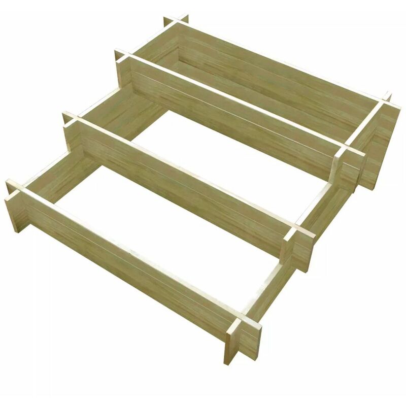 

Happyshopping - Jardinera con 3 niveles de madera impregnada 90x90x35 cm