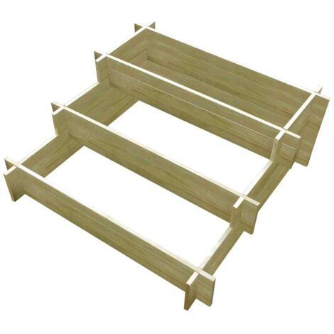 Jardinera con 3 niveles de madera impregnada 90x90x35 cm