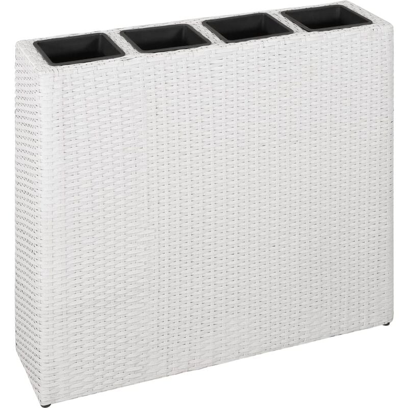 

vidaXL Arriate con 4 macetas de ratán sintético blanco - Blanco