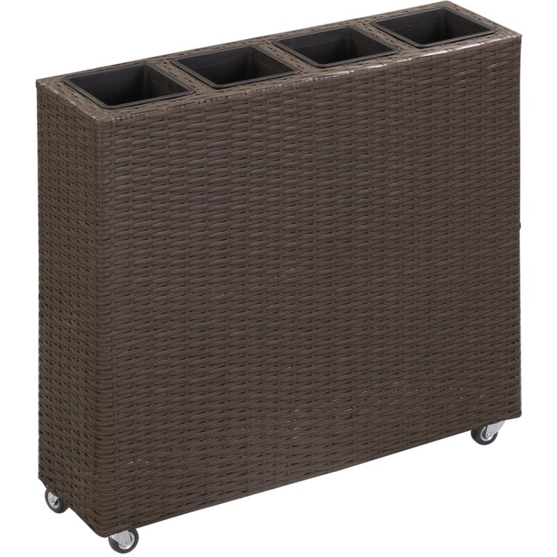 

vidaXL Arriate con 4 macetas de ratán sintético negro 80x22x79 cm - Marrón