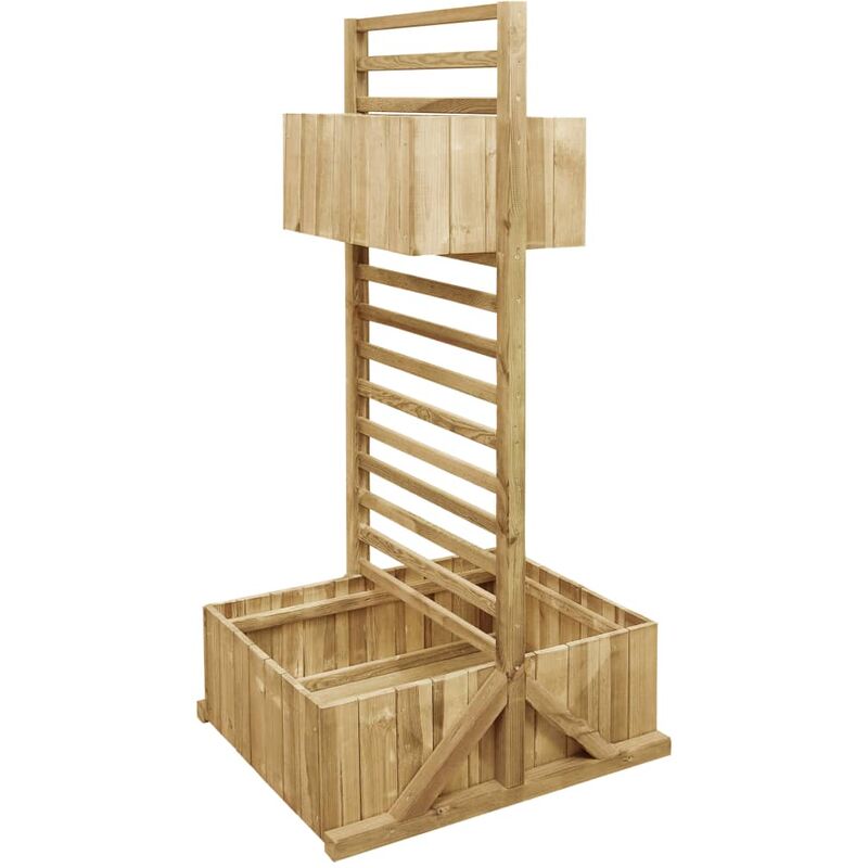 

vidaXL Jardinera con celosía de madera de pino impregnada - Verde