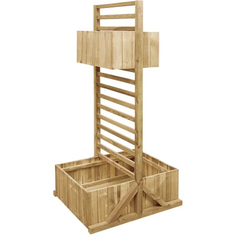 Jardinera con celosía de madera de pino impregnada