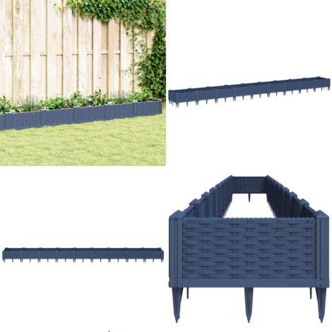 Jardinera con clavijas PP azul gris 362,5x42,5x28,5 cm - Jardín - Plantas