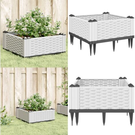 Jardinera con clavijas PP blanco 42,5x42,5x28,5 cm - Jardín - Plantas