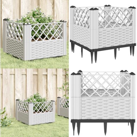 Jardinera con clavijas PP blanco 43,5x43,5x43,5 cm - Jardín - Plantas