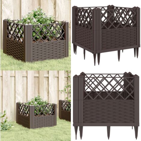 Jardinera con clavijas PP marrón 43,5x43,5x43,5 cm - Jardinera de vegetales - Jardinera modular