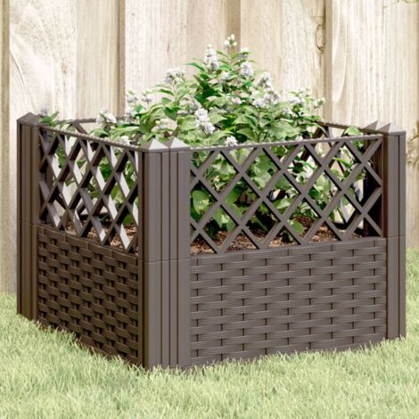 Jardinera con clavijas PP marrón 43,5x43,5x43,5 cm vidaXL