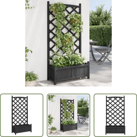 Jardinera con enrejado -  Jardinera con enrejado madera maciza de abeto negro